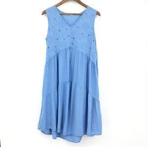 rosemarine linen dress made in Italy Gray Blue large Cutout Sleeves Ruffle Crafted in Italy from lightweight linen Rosemarine Made in Italy Light